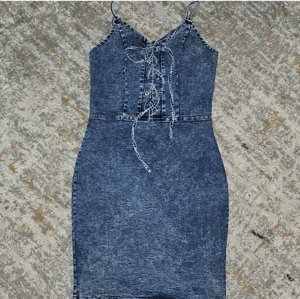 Denim Lace-Up Dress